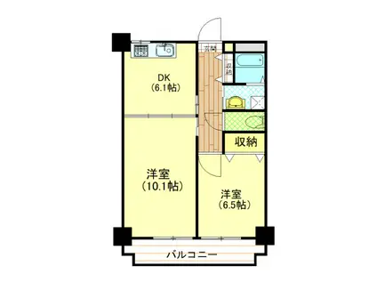 モルティ(2DK/2階)の間取り写真