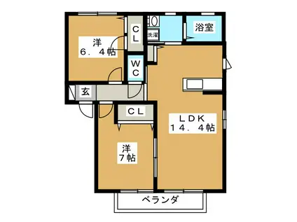 MASTTOWN松岡3 S(2LDK/1階)の間取り写真