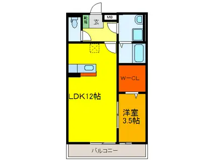ＪＲ関西本線 久宝寺駅 徒歩15分 3階建 築17年(1LDK/1階)の間取り写真