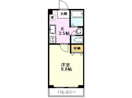 三河マンション(1K/2階)の間取り写真