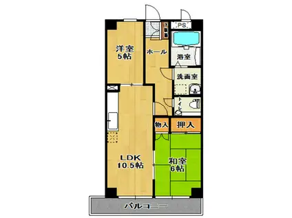 サンスクエア深田台 A棟(2DK/5階)の間取り写真