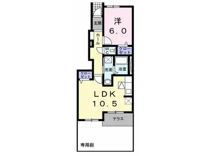 メゾン プルニエ(1LDK/1階)の間取り写真