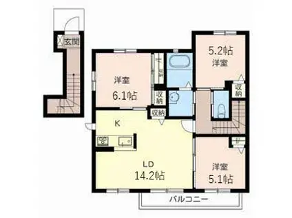 シーサイドビラV(3LDK/2階)の間取り写真