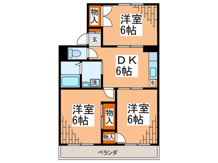 シャルム由野台(3DK/2階)の間取り写真