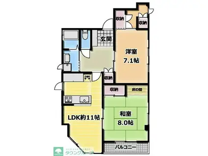 市川大州マンション(2LDK/2階)の間取り写真