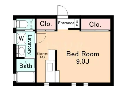 アルファ中央(1K/2階)の間取り写真