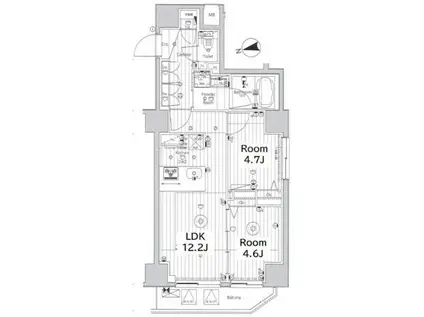 メイクス上野(2LDK/12階)の間取り写真