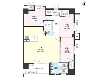 ニューガイア飯塚北(3LDK/4階)の間取り写真