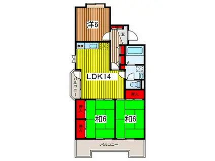 佐伯レジデンス(3LDK/2階)の間取り写真