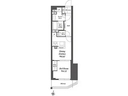 WORVE東京木場(1DK/9階)の間取り写真