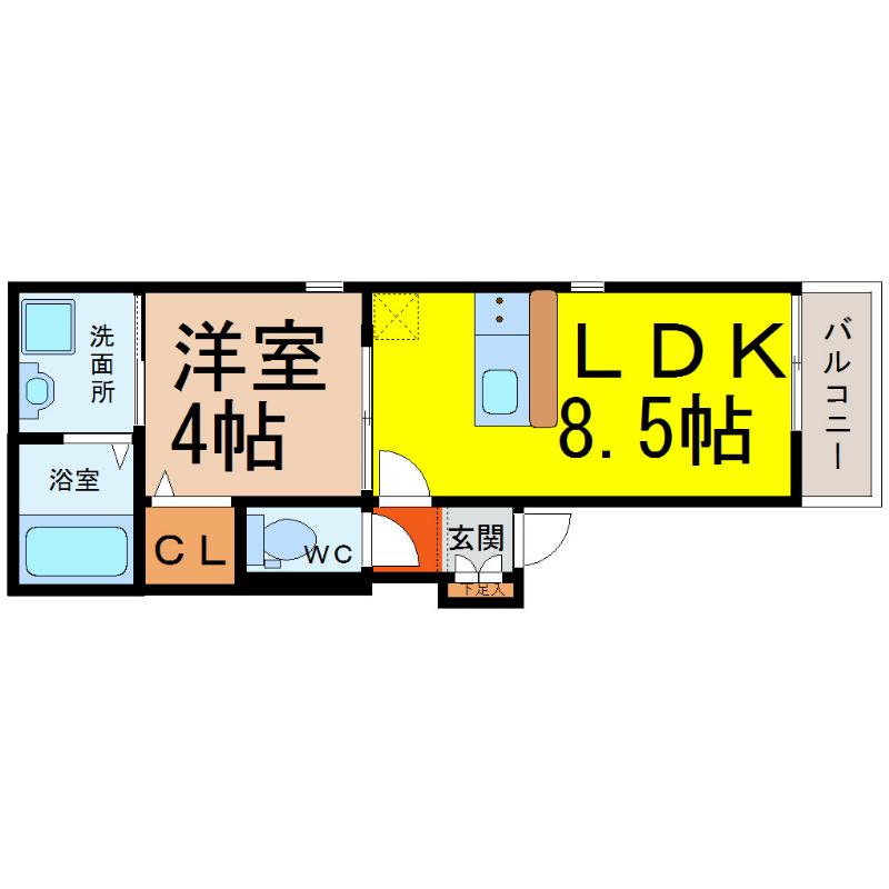 ファンキャッスル(1LDK/2階)の間取り写真