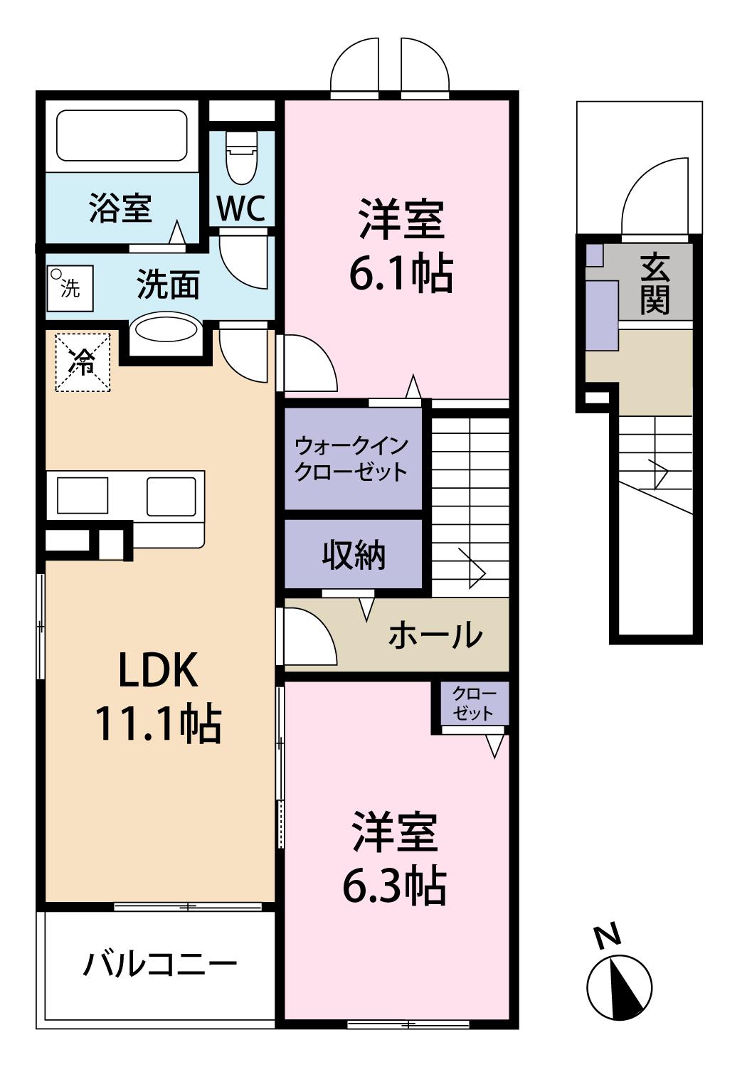 レヴァータ(2LDK/2階)の間取り写真