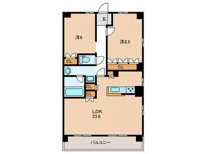 サンメゾン神戸新長田(2LDK/9階)の間取り写真
