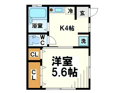 けやきハウス(1K/1階)の間取り写真