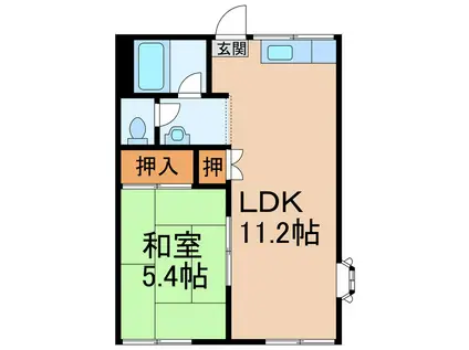 上松ハイツ(1LDK/1階)の間取り写真