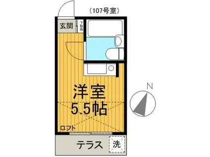 パーク幡ヶ谷(ワンルーム/1階)の間取り写真