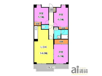 ゴールドクレスト(3LDK/1階)の間取り写真