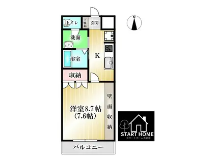 エクセルコート南島田(1K/2階)の間取り写真