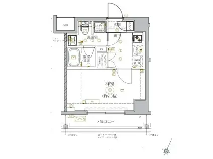 ベルシード門前仲町II(1K/3階)の間取り写真