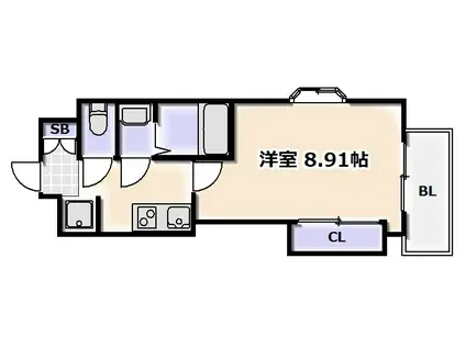 LUXE難波西II(1K/10階)の間取り写真