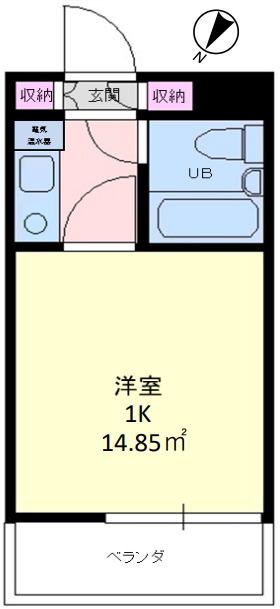 ビューハイム(1K/4階)の間取り写真