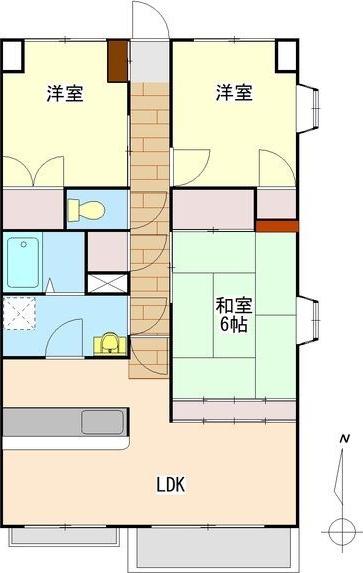 グランドアーク若松(3LDK/4階)の間取り写真