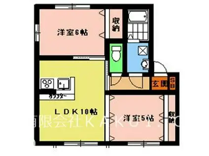 LUNA COURT(2DK/1階)の間取り写真