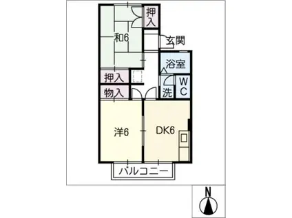セジュール丸山A棟(2DK/2階)の間取り写真