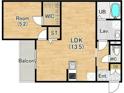 ジーメゾン枇杷島(1LDK/1階)の間取り写真