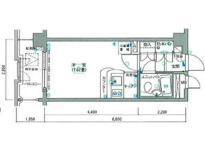 ワコーレ川口第3(1K/5階)の間取り写真