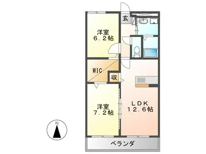 ハートフルマンションI2(2LDK/1階)の間取り写真