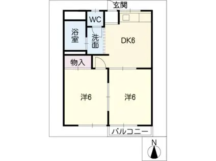 グリーンハイツ永井(2DK/2階)の間取り写真