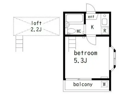 グリーンパレスつつじヶ丘(1K/2階)の間取り写真