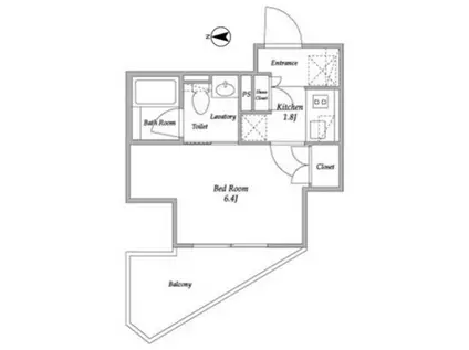 パークアビタシオン麻布十番(1K/4階)の間取り写真