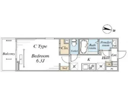 リブリ・西横浜II(1K/2階)の間取り写真