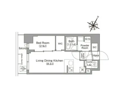 コンフォリア・リヴ新中野サウス(1LDK/8階)の間取り写真