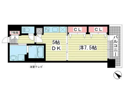プレジール三宮III(1DK/8階)の間取り写真