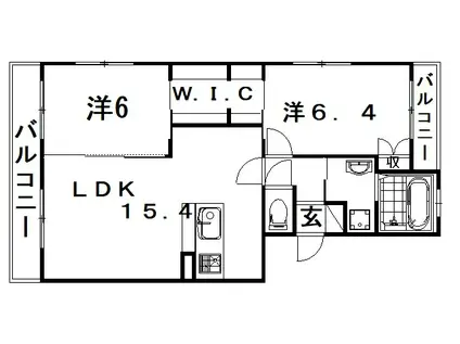FELICIA曳馬(2LDK/1階)の間取り写真