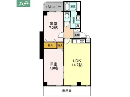 サンセリテITANO A棟(2LDK/1階)の間取り写真