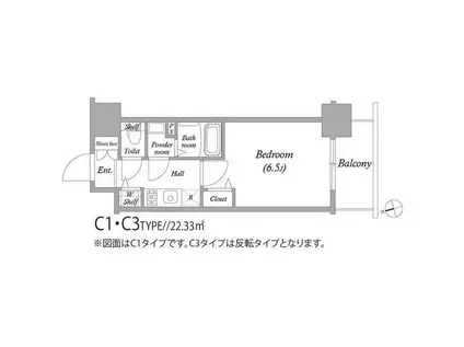 アドバンス大阪バレンシア(1K/3階)の間取り写真