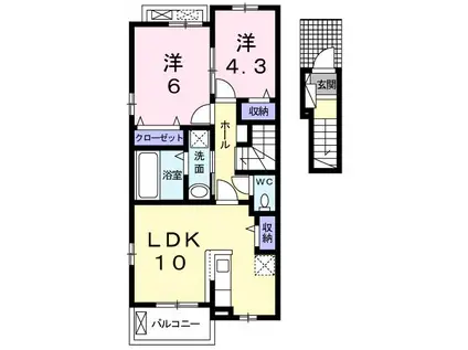 エスト メルヴェーユ(2LDK/2階)の間取り写真