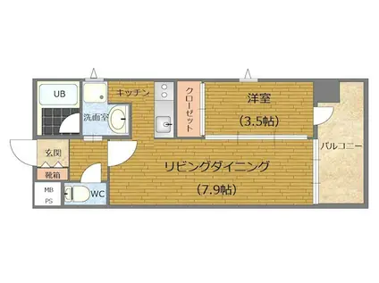 J-PLACE古小烏(1LDK/6階)の間取り写真