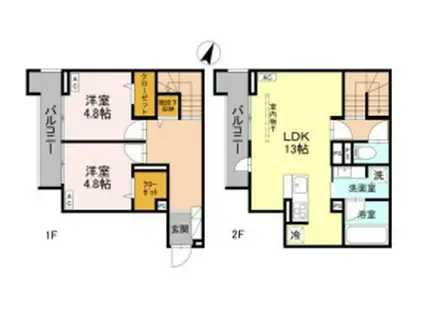 ラ・グリシーヌ・レーブ(2LDK/1階)の間取り写真