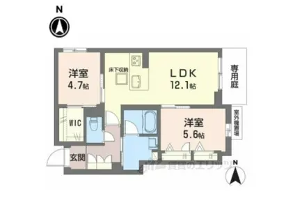 シャーメゾン 香芝 ワイケイ(2LDK/1階)の間取り写真