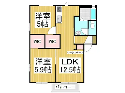 コスモスハイツE(2LDK/1階)の間取り写真