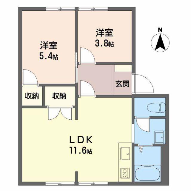 ヴェルディSEGI A棟(2LDK/1階)の間取り写真