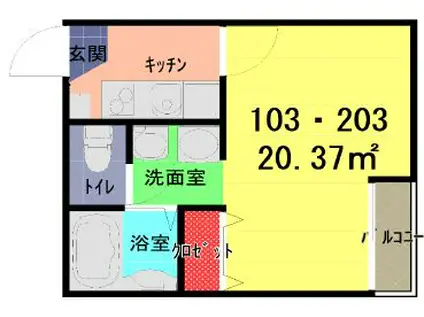 アーク・ヴィラ谷塚(1K/1階)の間取り写真