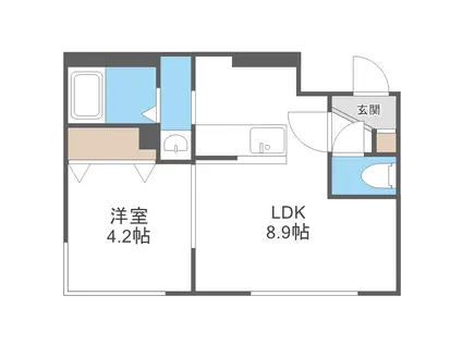 プライムコート麻生中央(1LDK/1階)の間取り写真