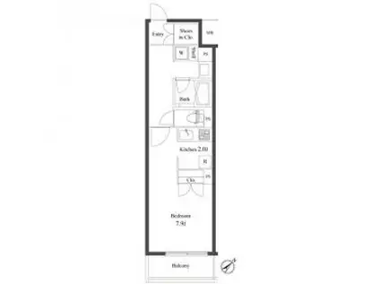 プライマル小石川(ワンルーム/3階)の間取り写真