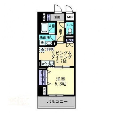 エルドラード常磐町(1DK/4階)の間取り写真